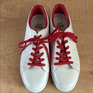 Ecco Women's White and Red Sneakers